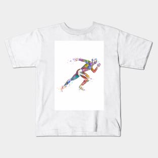 Runner Muscles Colorful Sprinter Watercolor Kids T-Shirt